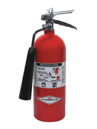 Amerex¬Æ 5 Pound Stored Pressure Carbon Dioxide 5-B:C Fire Extinguisher For Class B And C Fires With Chrome Plated Brass Valve, Wall Bracket And Horn