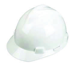 MSA White V-Gard¬Æ Polyethylene Standard Slotted Cap Style Hard Hat With Staz On¬Æ 4 Point Pinlock Suspension