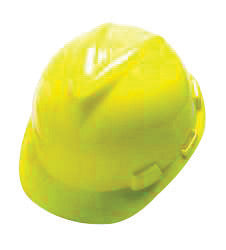MSA Yellow V-Gard¬Æ Polyethylene Standard Slotted Cap Style Hard Hat With Fas Trac¬Æ 4 Point Ratchet Suspension