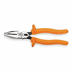 Klein Tools 1 25/32'' X 1 1/32'' X 8 7/8" Drop Forged Alloy Steel Universal Side-Cutting Plier With Orange Insulated Handle And Crimping Die