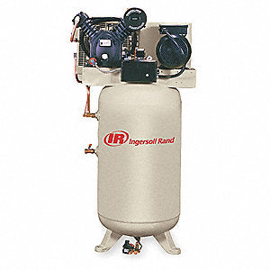 Ingersoll Rand Model 2340N5-V 5 HP 14 CFM 230 V 1 PH 60 Hz 175 PSIG Type 30 Stationary Two-Stage Reciprocating Air Compressor With 80 Gallon Vertical Tank, 1/2" NPT Outlet Connection And Bare Pump
