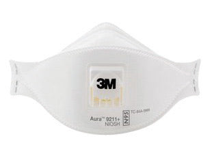 3M‚Ñ¢ Standard N95 Aura‚Ñ¢ 9211+ Disposable Particulate Respirator With Cool Flow‚Ñ¢ Exhalation Valve And Adjustable Nose Clip - Meets NIOSH And OSHA Standards (10 Per Box)