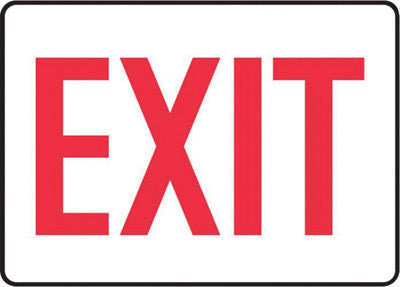 Accuform Signs¬Æ 7" X 10" Red And White 0.040" Aluminum Admittance And Exit Sign "EXIT" With Round Corner