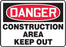 Accuform Signs¬Æ 10" X 14" Black, Red And White 0.055" Plastic Admittance And Exit Sign "DANGER CONSTRUCTION AREA KEEP OUT" With 3/16" Mounting Hole And Round Corner