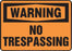 Accuform Signs¬Æ 7" X 10" Black And Orange 0.040" Aluminum Admittance And Exit Sign "WARNING NO TRESPASSING" With Round Corner