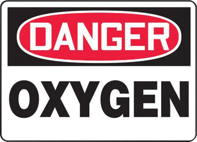 Accuform Signs¬Æ 10" X 14" Black, Red And White 0.040" Aluminum Chemicals And Hazardous Materials Sign "DANGER OXYGEN" With Round Corner