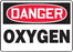 Accuform Signs¬Æ 7" X 10" Black, Red And White 0.055" Plastic Chemicals And Hazardous Materials Sign "DANGER OXYGEN" With 3/16" Mounting Hole And Round Corner