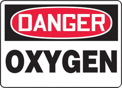 Accuform Signs¬Æ 7" X 10" Black, Red And White 0.040" Aluminum Chemicals And Hazardous Materials Sign "DANGER OXYGEN" With Round Corner