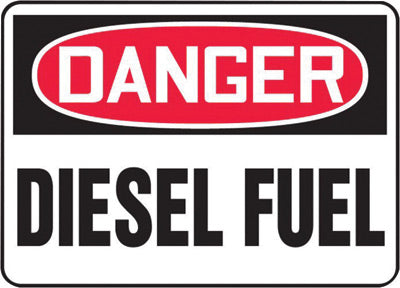 Accuform Signs¬Æ 10" X 14" Black, Red And White 0.040" Aluminum Chemicals And Hazardous Materials Sign "DANGER DIESEL FUEL" With Round Corner