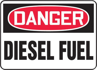 Accuform Signs¬Æ 10" X 14" Black, Red And White 0.055" Plastic Chemicals And Hazardous Materials Sign "DANGER DIESEL FUEL" With 3/16" Mounting Hole And Round Corner
