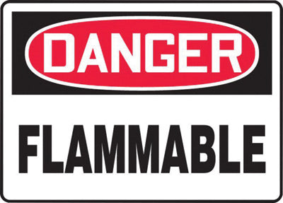 Accuform Signs¬Æ 7" X 10" Black, Red And White 0.040" Aluminum Chemicals And Hazardous Materials Sign "DANGER FLAMMABLE" With Round Corner