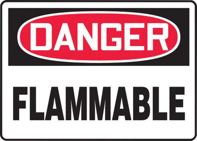 Accuform Signs¬Æ 10" X 14" Black, Red And White 0.040" Aluminum Chemicals And Hazardous Materials Sign "DANGER FLAMMABLE" With Round Corner