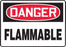 Accuform Signs¬Æ 7" X 10" Black, Red And White 0.055" Plastic Chemicals And Hazardous Materials Sign "DANGER FLAMMABLE" With 3/16" Mounting Hole And Round Corner
