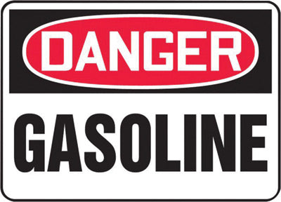 Accuform Signs¬Æ 10" X 14" Black, Red And White 0.040" Aluminum Chemicals And Hazardous Materials Sign "DANGER GASOLINE" With Round Corner