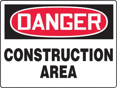 Accuform Signs¬Æ 7" X 10" Black, Red And White 0.055" Plastic Admittance And Exit Sign "DANGER CONSTRUCTION AREA KEEP OUT" With 3/16" Mounting Hole And Round Corner
