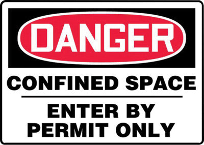 Accuform Signs¬Æ 10" X 14" Black, Red And White 0.040" Aluminum Sign "DANGER CONFINED SPACE ENTER BY PERMIT ONLY" With Round Corner