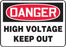 Accuform Signs¬Æ 7" X 10" Black, Red And White 0.055" Plastic Electrical Sign "DANGER HIGH VOLTAGE KEEP OUT" With 3/16" Mounting Hole And Round Corner
