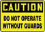 Accuform Signs¬Æ 7" X 10" Black And Yellow 0.055" Plastic Equipment Sign "CAUTION DO NOT OPERATE WITHOUT GUARDS" With 3/16" Mounting Hole And Round Corner