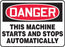 Accuform Signs¬Æ 7" X 10" Black, Red And White 0.040" Aluminum Equipment Machinery And Operations Safety Sign "DANGER THIS MACHINE STARTS AND STOPS AUTOMATICALLY" With Round Corner