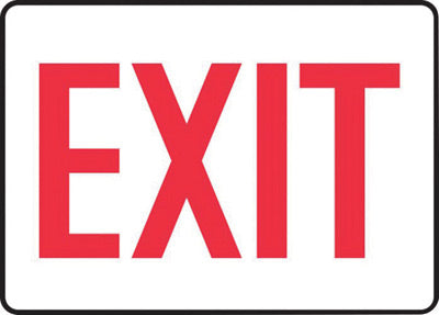 Accuform Signs¬Æ MEXT906VA 10" X 14" Red And White 0.040" Aluminum Admittance And Exit Sign "EXIT" With Round Corner