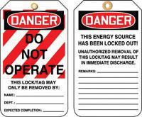 Accuform Signs¬Æ 5 7/8" X 3 1/8" 10 mils PF-Cardstock Lockout - Tagout Tag DANGER DO NOT OPERATE (25 Per Pack)