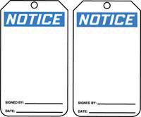 Accuform Signs¬Æ 5 7/8" X 3 1/8" 10 mils PF-Cardstock Accident Prevention Blank Tag NOTICE (25 Per Pack)