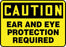 Accuform Signs¬Æ 10" X 14" Black And Yellow 4 mils Adhesive Vinyl PPE Sign "CAUTION EAR AND EYE PROTECTION REQUIRED"