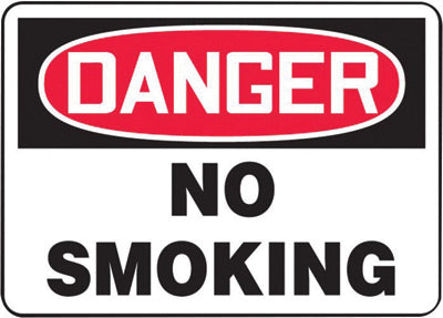 Accuform Signs¬Æ 10" X 14" Black, Red And White 0.055" Plastic Smoking Control Sign "DANGER NO SMOKING" With 3/16" Mounting Hole And Round Corner