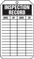 Accuform Signs¬Æ 5 3/4" X 3 1/4" Black And White 10 mil PF-Cardstock English Equipment Status Tag "INSPECTION RECORD" With 3/8" Plain Hole (25 Per Pack)