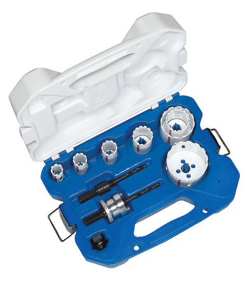 Lenox® Master Grit® 10 Piece Contractor's Hole Saw Kit (Kit Contents: 7/8", 1", 1 1/4", 1 3/8", 1 1/2", 1 3/4", 2 1/8" Saws, 1/2" Shank 1L Standard And 1/2" Shank 2L Snap-Back™ Arbor And (1) Arbor Adapter), Package Size: 10 Each