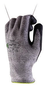 Ansell Size 7 HyFlex¬Æ 11-435 13 Gauge Medium Weight Cut And Abrasion Resistant Dark Gray Water Based Polyurethane Palm Coated Work Gloves With Gray Dyneema¬Æ, Lycra¬Æ, Nylon, Glass Fiber Liner And Knit Wrist