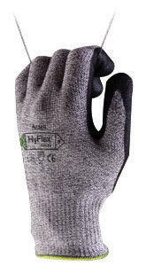 Ansell Size 8 HyFlex¬Æ 11-435 13 Gauge Medium Weight Cut And Abrasion Resistant Dark Gray Water Based Polyurethane Palm Coated Work Gloves With Gray Dyneema¬Æ, Lycra¬Æ, Nylon, Glass Fiber Liner And Knit Wrist