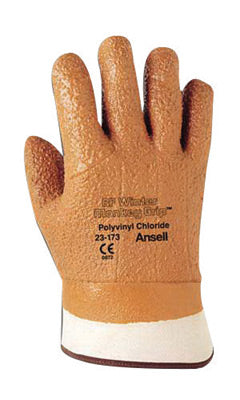 Ansell Size 10 Orange Winter Monkey Grip‚Ñ¢ Textured Jersey Lined Cold Weather Gloves With Wing Thumb, Safety Cuff, Vinyl Fully Coated, Foam Insulation And Raised Finish
