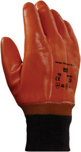 Ansell Size 10 Brown Winter Monkey Grip‚Ñ¢ Jersey Lined Cold Weather Gloves With Wing Thumb, Knit Wrist, PVC Fully Coated And Foam Insulation