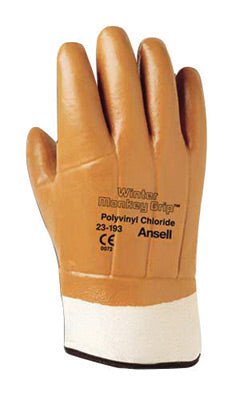 Ansell Size 10 Orange Winter Monkey Grip‚Ñ¢ Jersey Lined Cold Weather Gloves With Wing Thumb, Safety Cuff, PVC Fully Coated And Foam Insulation