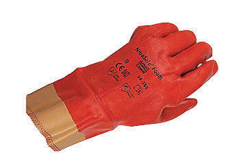 Ansell Nitrasafe® Heavy Duty Cut Resistant Orange Foam Nitrile Fully Coated Work Gloves With DuPont Kevlar® And Jersey Liner And Gold Safety Cuff