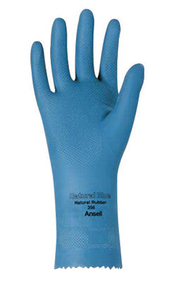 Ansell Size 8 Sky Blue Natural Blue‚Ñ¢ 12" 17 mil Unsupported Natural Rubber Latex Light Duty Chemical Resistant Gloves With Fishscale Grip Finish And Pinked Cuff