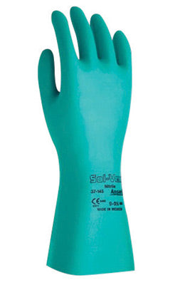 Ansell Size 9 Green Sol-Vex¬Æ 13" 15 mil Nitrile Chemical Resistant Gloves With Sandpatch Grip Finish And Straight Cuff