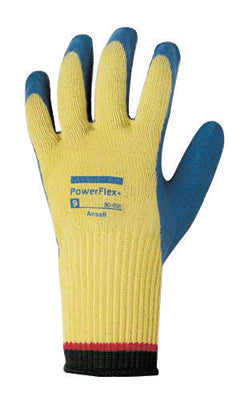 Ansell Size 9 PowerFlex¬Æ Plus Heavy Duty Cut Resistant Blue Natural Rubber Latex Palm Coated Work Gloves With DuPont‚Ñ¢ Kevlar¬Æ Liner And Knit Wrist