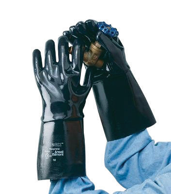 Ansell Size 10 Large Black Neox¬Æ 18" Fleece/Jersey Lined Neoprene Fully Coated Chemical Resistant Gloves With Smooth Finish And Gauntlet Cuff
