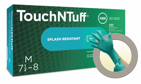 Ansell Size 9 1/2 Teal 9 1/2" Touch N Tuff¬Æ 5 mil Nitrile Ambidextrous Lightly Powdered Disposable Gloves With Smooth Finish And Rolled Beaded Cuff