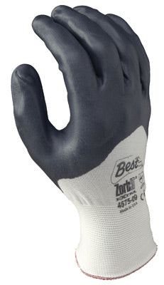 SHOWA™ Size 9 Zorb-IT® Extra Abrasion Resistant Gray Nitrile Dipped Palm Coated Work Gloves With White Seamless Nylon And Polyester Knit Liner And Elastic Cuff
