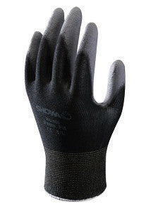 SHOWA Best® Glove  SHOWA® 13 Gauge Abrasion Resistant Dark Gray Polyurethane Palm Coated Work Gloves With Black Seamless Nylon Knit Liner And Knit Wrist