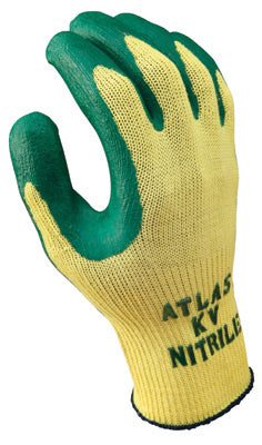 SHOWA‚Ñ¢ Size 10 Atlas¬Æ 10 Gauge Cut Resistant Green Nitrile Dipped Palm Coated Work Gloves With Yellow Seamless Kevlar¬Æ Knit Liner