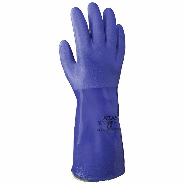 SHOWA‚Ñ¢ Size 9 Blue Atlas¬Æ 12" Aramid Lined Kevlar¬Æ And PVC Fully Coated Chemical Resistant Gloves With Rough Finish