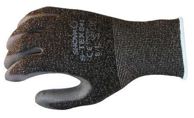 SHOWA‚Ñ¢ Size 6 S-TEX¬Æ Light Weight Cut Resistant Black Polyurethane Palm And Fingertip Coated Work Gloves With Gray Hagane Coil¬Æ Liner And Knit Cuff