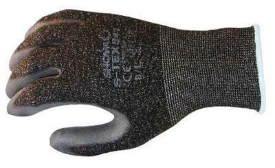 SHOWA‚Ñ¢ Size 9 S-TEX¬Æ Light Weight Cut Resistant Black Polyurethane Palm And Fingertip Coated Work Gloves With Gray Hagane Coil¬Æ Liner And Knit Cuff