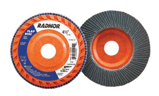 Radnor¬Æ 4 1/2" X 7/8" 80 Grit Zirconia Alumina Type 27 Flap Disc With Trimmable Plastic Back
