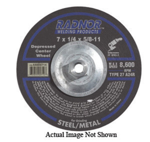 Radnor¬Æ 7" X 1/8" X 7/8" A24R Aluminum Oxide Type 27 Depressed Center Cut Off Wheel For Use With Right Angle Grinder On Metal And Steel