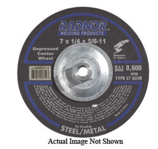 Radnor¬Æ 7" X 1/8" X 5/8" - 11 A24R Aluminum Oxide Type 27 Depressed Center Cut Off Wheel For Use With Right Angle Grinder On Metal And Steel